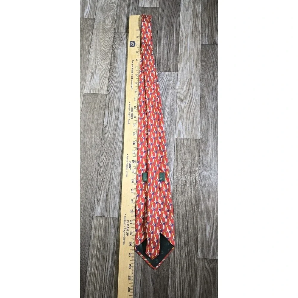 Lauren Ralph Lauren‎ 100% Silk Red Golf Club Tie Hand Finished Made in USA